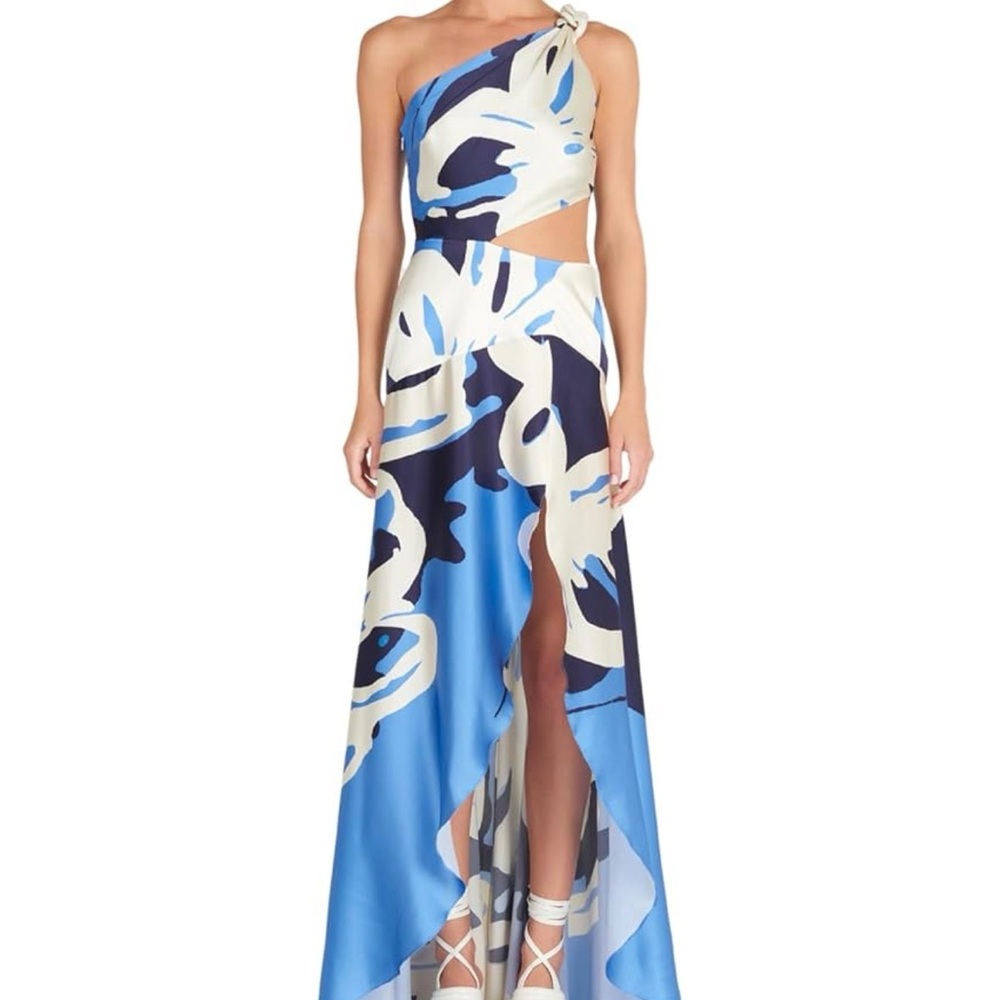 Silvia Tcherassi Blue and White One-Shoulder Dress - Picture 3 of 11